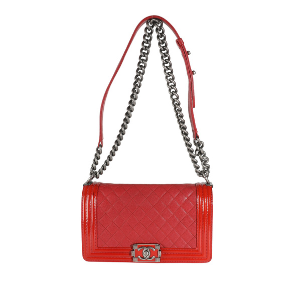Chanel Red Quilted Goatskin Medium Boy Bag - Picture 4 of 7